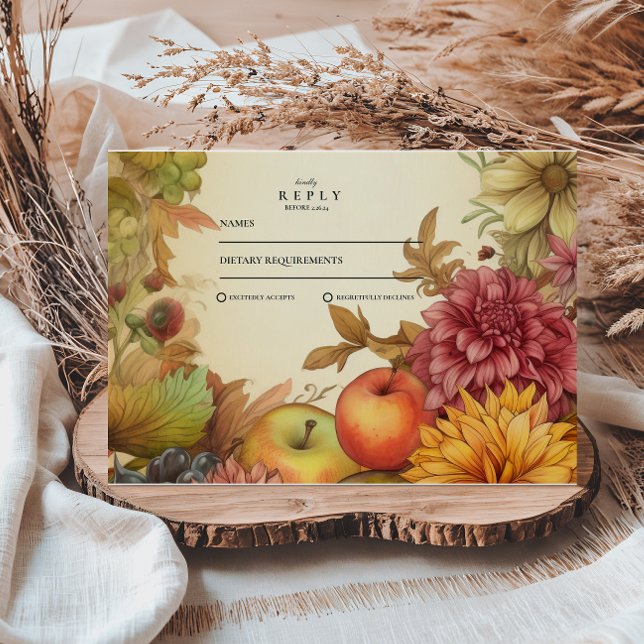 Harvest Floral Fall Wedding RSVP Card (Creator Uploaded)