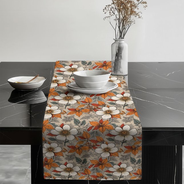 Harvest Floral Table Runner in Warm Autumn Tones (Harvest Floral Table Runner in Warm Autumn Tones)