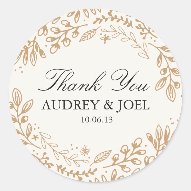 Harvest Flowers Wedding Classic Round Sticker (Front)