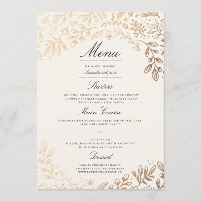 Harvest Flowers Wedding Menu (Front)