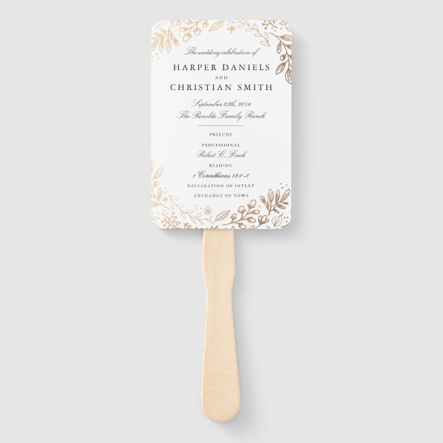 Harvest Flowers Wedding Program Hand Fan (Front)