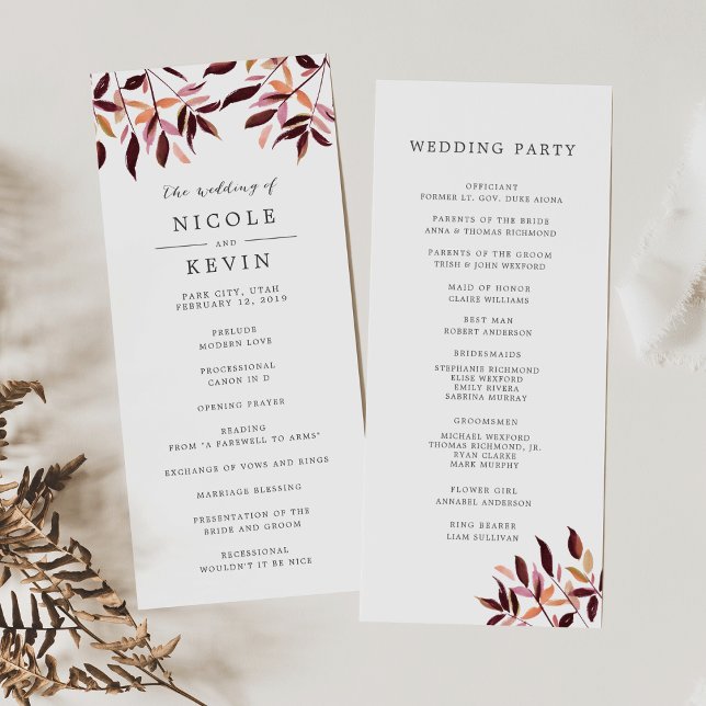 Harvest Foliage Wedding Ceremony Program (Creator Uploaded)