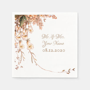 Harvest Garland Script Elegant Fall Wedding Napkin