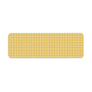 Harvest Gold and White Gingham Check Plaid Pattern Return Address Label