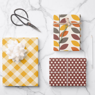 Harvest Gold Gingham Wrapping Paper Sheet