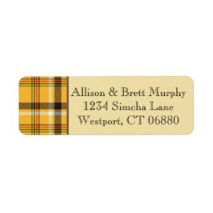 Harvest Gold Plaid Return Address Label