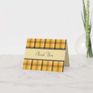 Harvest Gold Plaid Thank You Note Card