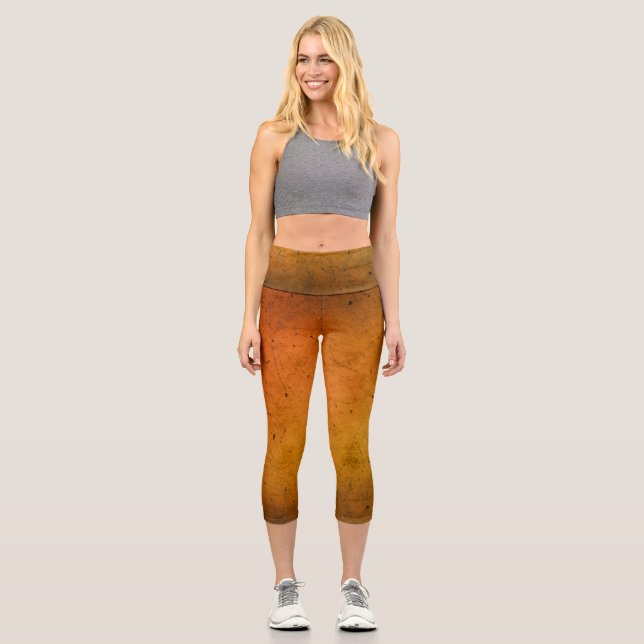 Harvest Gold Solid Plain Colour Capri Leggings (Front)