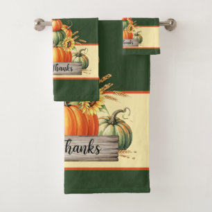 Harvest Grace – Autumn Pumpkins and Sunflowers  Bath Towel Set