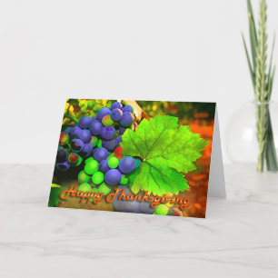 Harvest Grapes Happy Thanksgiving Holiday Card