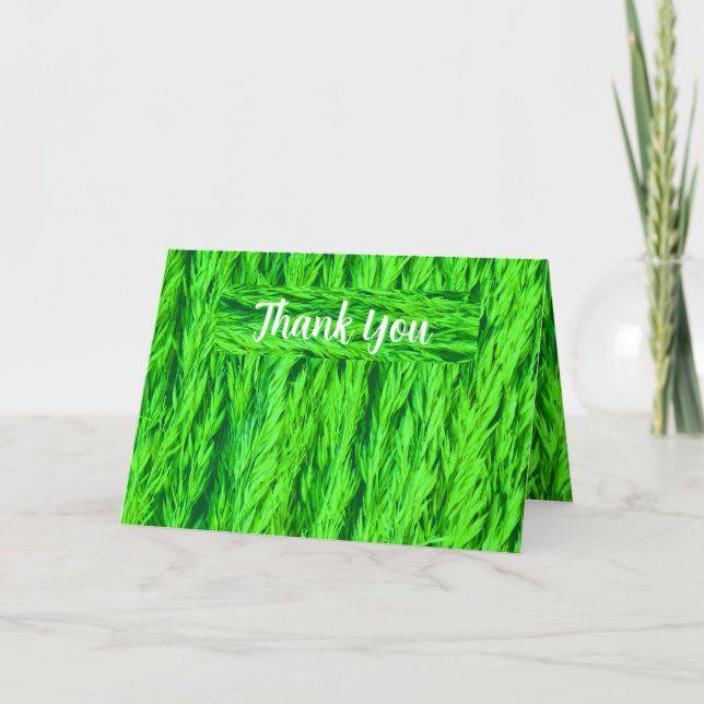 Harvest Green Grass Seed Photo  Thank You Card (Front)