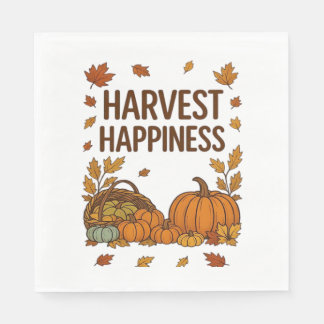 Harvest Happiness – Autumn Pumpkin & Fall Leaves D Napkin