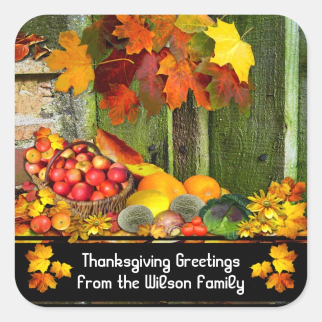 Harvest Home Thanksgiving Square Sticker (Front)