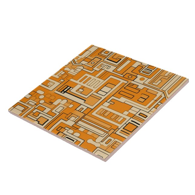 Harvest Hues Apricot Mosaic Pattern Ceramic Tile (Side)