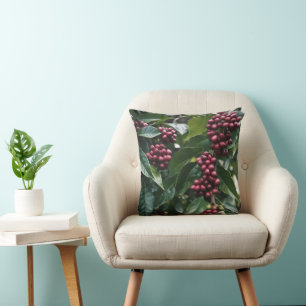 **"Harvest in Bloom: Coffee Beans on the Tree"** Cushion