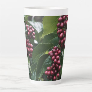 **"Harvest in Bloom: Coffee Beans on the Tree"** Latte Mug