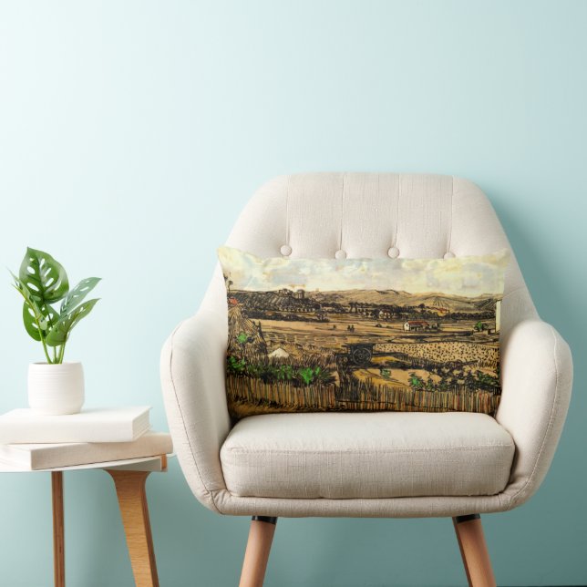 Harvest in Provence Montmajour by Vincent van Gogh Lumbar Cushion (Chair)