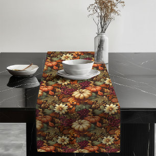 Harvest-Inspired Table Runner Rustic Fall Blooms