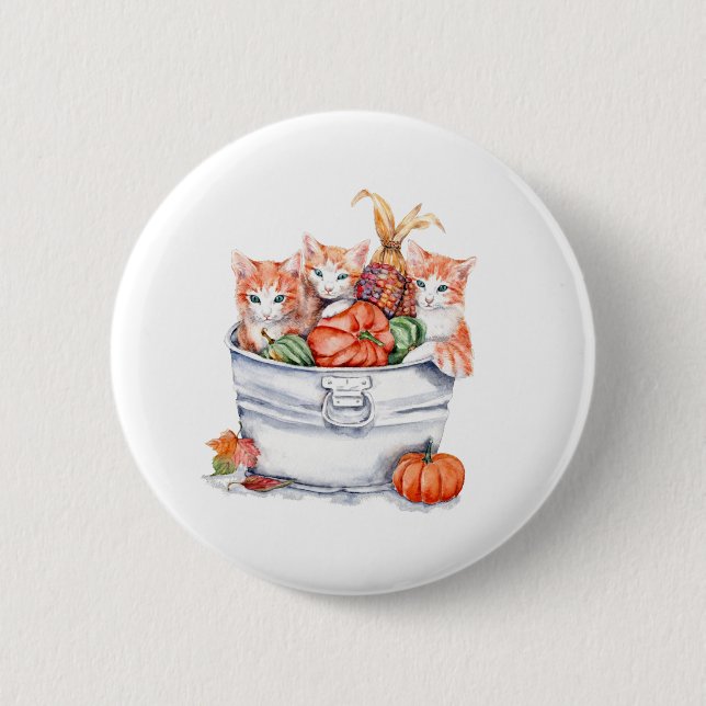 Harvest Kittens 6 Cm Round Badge (Front)