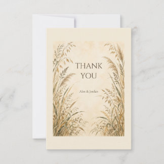 Harvest Light Autumn Grass Wedding Thank You Card