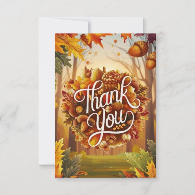 Harvest Maple Autumn Fall Thank You Card (Front)