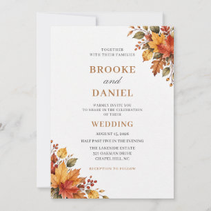 Harvest Mixed Foliage Corner Wedding Invitation