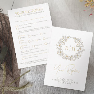 Harvest monogrammed fall wedding RSVP Card