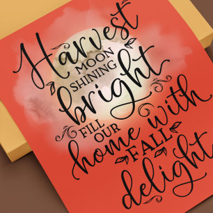 Harvest Moon Fall Delight Poem Orange Poster