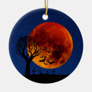 Harvest Moon Halloween Ceramic Ornament