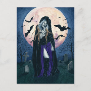 Harvest Moon Halloween Witch Postcard