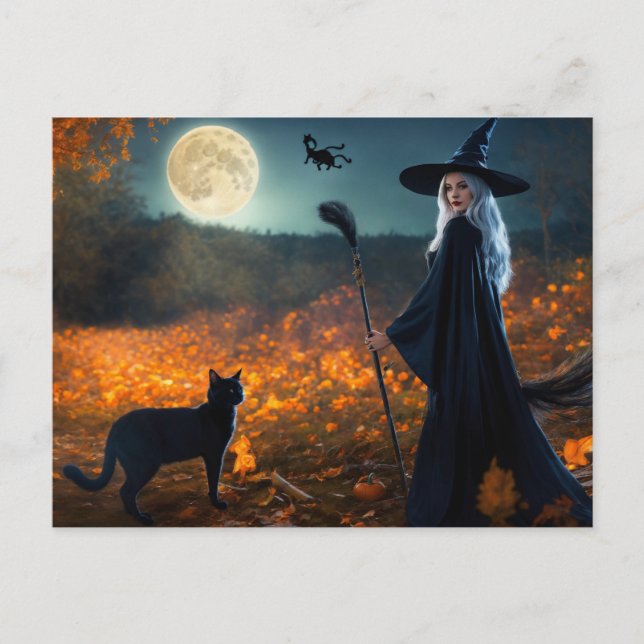 Harvest Moon Haunt: Realistic Halloween Scene" Postcard (Front)