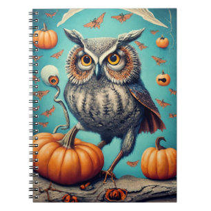 Harvest Moon Magic Owl and Pumpkin Halloween Notebook