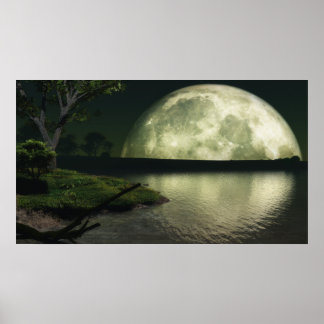 Harvest Moon Over Lake - Colossal (or smaller) Poster