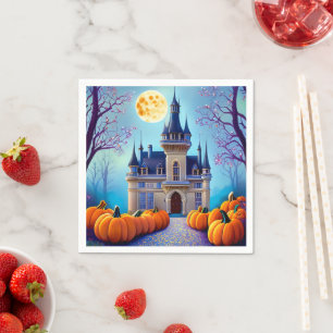 Harvest Moon Pumpkin Castle Paper  Napkin