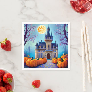Harvest Moon Pumpkin Castle Paper Napkin