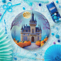Harvest Moon Pumpkin Castle Paper Plates 
