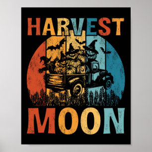 Harvest Moon Vintage Truck Halloween Pumpkins  Poster