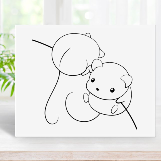 Harvest Mouse, Pair of Mice Colouring Page Rubber Stamp (Creator Uploaded)