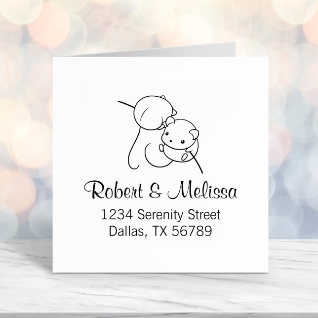 Harvest Mouse, Pair of Mice Couple Address Self-inking Stamp (Creator Uploaded)