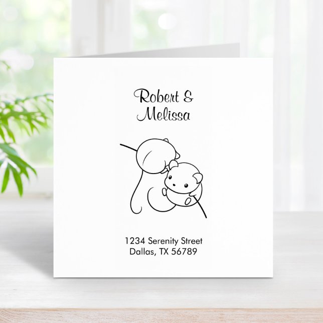 Harvest Mouse, Pair of Mice on a Stalk Address Rubber Stamp (Creator Uploaded)