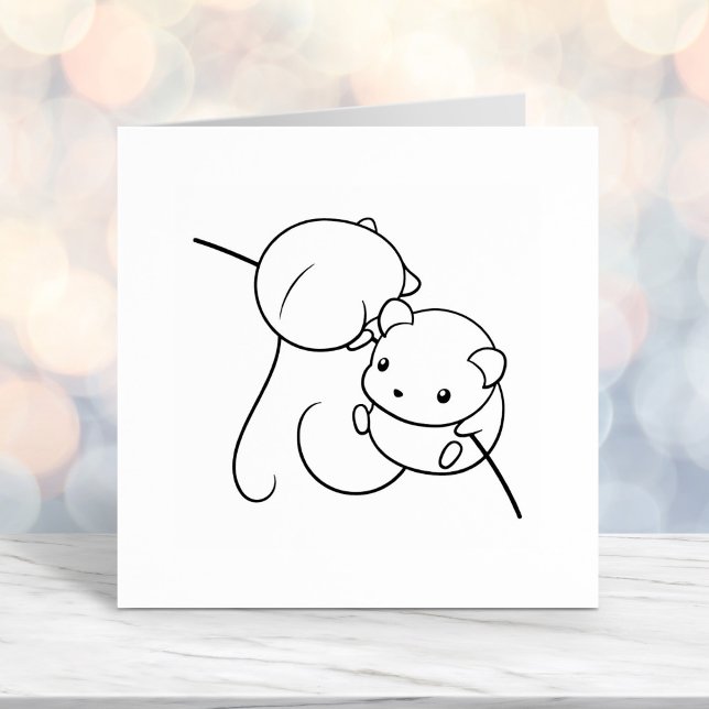 Harvest Mouse, Pair of Mice on a Stalk Self-inking Stamp (Creator Uploaded)