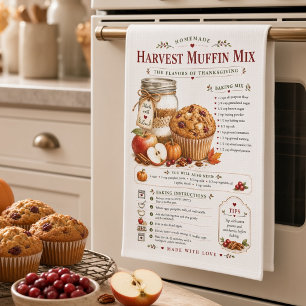 Harvest Muffin Mix Recipe Thanksgiving Tea Towel