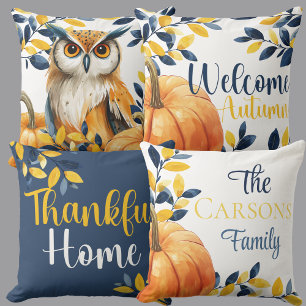 Harvest Owl & Autumn Glow Reversible Cushion