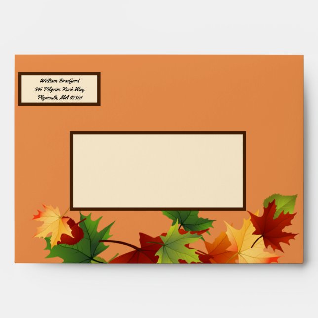 Harvest Party Envelope Return Address Fall Leaves (Front)