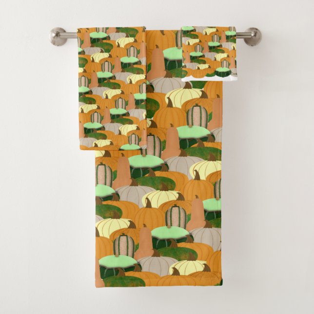 Harvest Pattern Autumn Squash Bath Towel Set (Insitu)