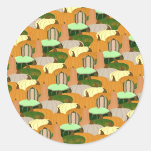 Harvest Pattern Autumn Squash Classic Round Sticker