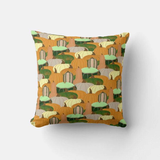 Harvest Pattern Autumn Squash Cushion (Front)