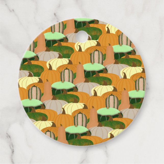 Harvest Pattern Autumn Squash Favour Tags (Front)