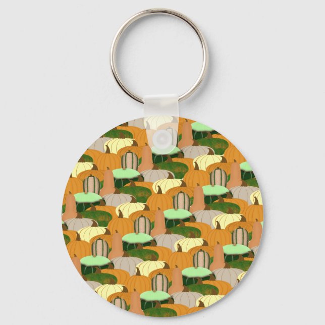 Harvest Pattern Autumn Squash Key Ring (Front)
