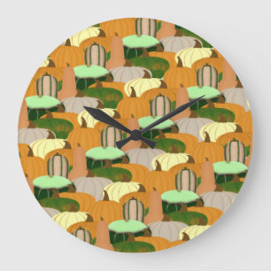 Harvest Pattern Autumn Squash Large Clock